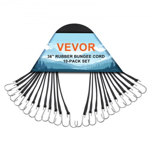 

VEVOR 10 PCS Cuerda Elástica Plana de 20 mm Correas Elásticas Resistentes con Ganchos en Forma de S de Acero Cuerda Elástica de 91,4 cm de Largo para Carga, Camiones y Tiendas de Campaña, Negro