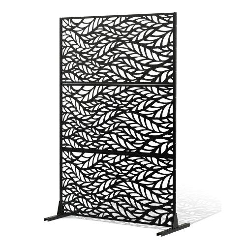 VEVOR Mampara de Privacidad de Metal de 120 x 50,8 x 183 cm con Soporte, Mamparas y Paneles de Privacidad Independiente para Exteriores de 3 Paneles para Jardín, Balcón, Patio, Habitación, Negro