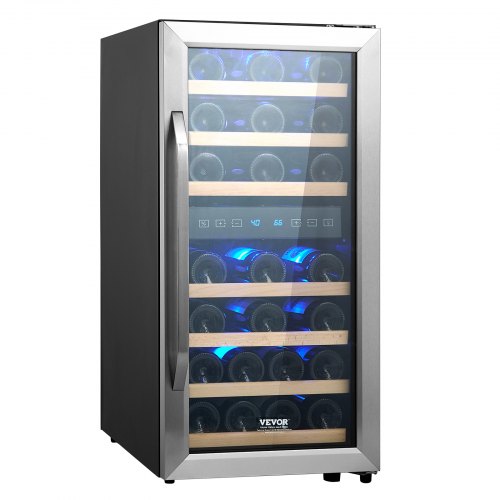 

VEVOR Refrigerador Vino Independiente Dos Zonas con Luz LED 395 x 580 x 840 mm