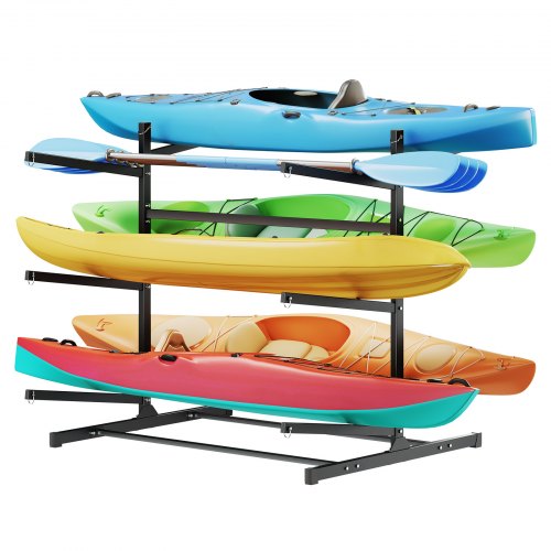 VEVOR Estante de Almacenamiento para 6 Kayaks, Capacidad de Carga hasta 180 kg, Estantería Independiente de Doble Cara, Interior Exterior Garaje, Compatible con Canoa Tabla de Surf Remo Barco Pequeño