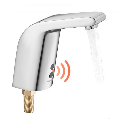 

VEVOR Grifo de Lavabo sin Contacto, de Latón, Grifo Automático para Inodoro de Agua Fría con Un Solo Orificio, a Pilas con Sensor, Alcance 16 cm, Cromado Plateado, 90 x 62 x 150 mm, 7,6 L/min