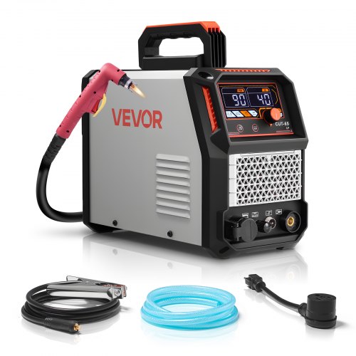 

VEVOR Cortadora de Plasma 65 A Máquina de Corte por Plasma de Arco Piloto sin Contacto, sin Alta Frecuencia, con Función 2T/4T y Tiempo de PT Ajustable, Pantalla Digital, Inversor IGBT para Garaje