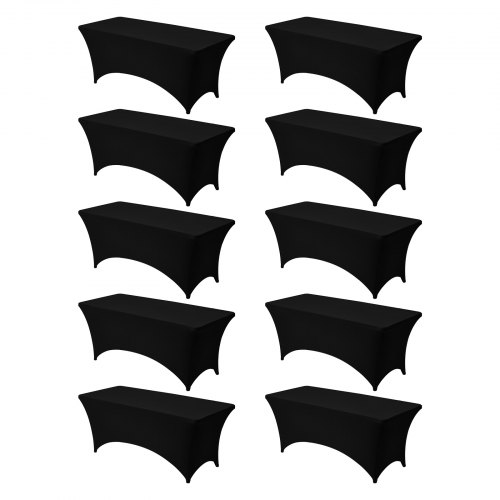 

VEVOR Manteles Rectangulares de Licra Elástica para Mesas, Lavables y Antiarrugas, 95 % Poliéster y 5 % Elastano, para Fiestas, Bodas, Banquetes y Festivales, Negro, 10 uds, 183 x 76 x 76 cm