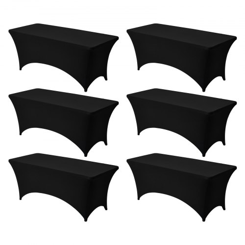

VEVOR Manteles Rectangulares de Licra Elástica para Mesas, Lavables y Antiarrugas, 95 % Poliéster y 5 % Elastano, para Fiestas, Bodas, Banquetes y Festivales, Negro, 6 uds, 183 x 76 x 76 cm