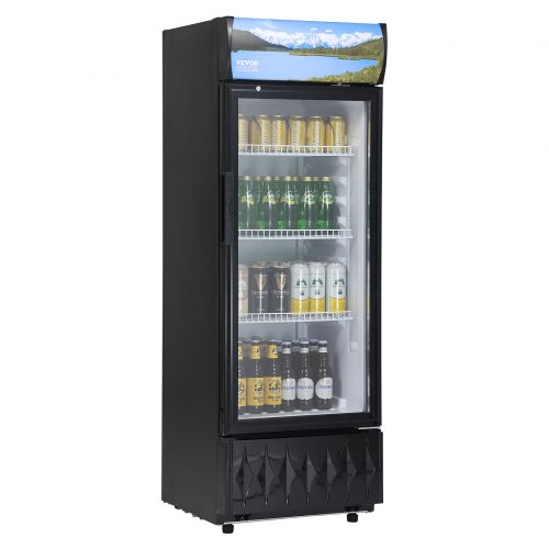 

VEVOR Refrigerador de Bebidas Comercial 195 L Refrigerador Vitrina Temperatura 0-10 °C Gabinete de Bebidas Refrigerado 3 Estantes Ajustables y Caja de Luz Personalizable para Tienda Supermercado Bar