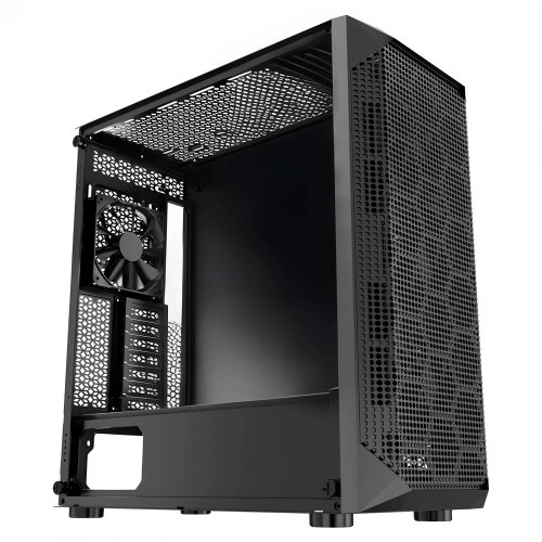 

VEVOR Caja de PC Torre Media con Panel de Vidrio Templado Alto Flujo de Aire 4 Ventiladores de 120 mm Gestión de Cables Compatible con GPU Hasta 270 mm de Longitud Compatible con ATX/M-ATX/ITX