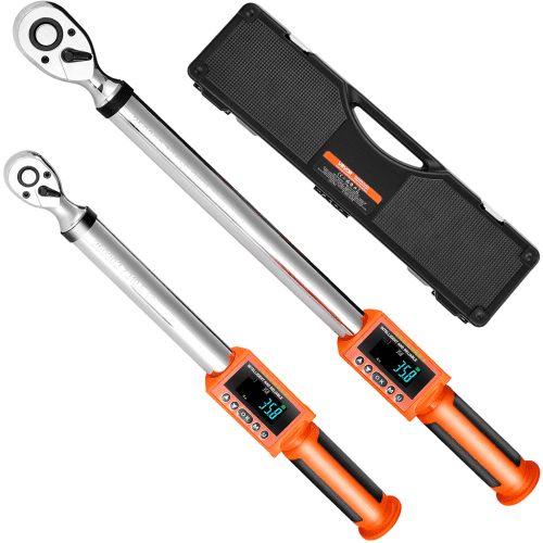 

VEVOR 2 PCS Juego de Llaves Dinamométricas Digitales Accionamiento de 1/2" y 3/8" 72 Dientes ±2% de Precisión Llave Dinamométrica Electrónica con Valor Preestablecido, Zumbador y Notificación LED