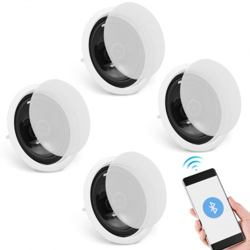 

VEVOR 4 PCS Bluetooth en Altavoces de Techo 150 W Montaje Empotrado en Techo y Sistema de Altavoces de Pared con Impedancia de 8 Ω Sensibilidad de 89 dB para el Hogar, Sala de Estar, Dormitorio
