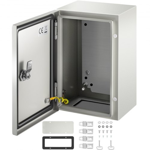 

VEVOR Caja NEMA de Acero al Carbono 30 x 20 x 15 cm Caja de Gabinete Eléctrico NEMA 4X IP66 a Prueba de Agua y Polvo Caja de Conexiones Eléctricas para Interiores y Exteriores con Placa de Montaje