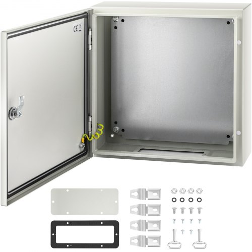 

VEVOR Caja NEMA de Acero al Carbono 40 x 40 x 15 cm Caja de Gabinete Eléctrico NEMA 4X IP66 a Prueba de Agua y Polvo Caja de Conexiones Eléctricas para Exteriores e Interiores con Placa de Montaje