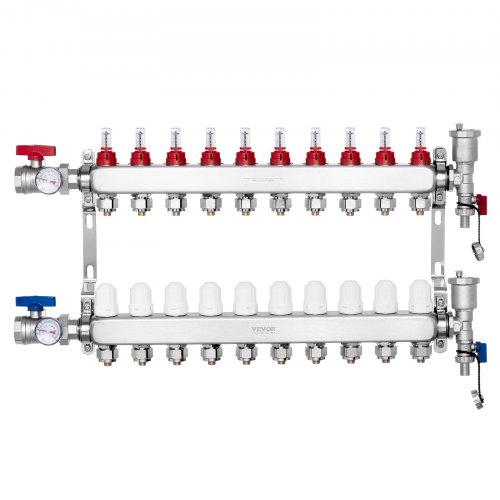 

VEVOR Colector de Calefacción Suelo Radiante de 10 Sucursales 680 x 370 x 110 mm