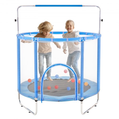 

VEVOR Trampolín para Niños con Red Interior y Exterior 1470 x (1540-1690)mm Azul