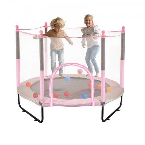 

VEVOR Trampolín para Niños con Red para Interior y Exterior 1545 x 1210 mm Rosa