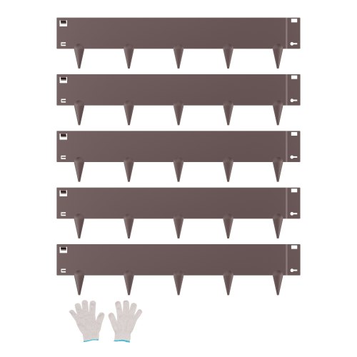 VEVOR Borde de Acero Galvanizado para Paisajismo, 990 x 207 x 1,5 mm, 5 Piezas de Borde de Metal Resistente a la Oxidación con Dientes Afilados, Divisor de Camino para Parterres de Flores, Marrón
