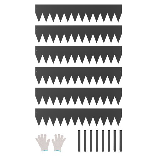 

VEVOR Borde de Acero Galvanizado para Paisajismo, 1016 x 203 x 1,5 mm, 6 Piezas de Borde de Metal Resistente a la Oxidación, Divisor de Camino de Jardín para Parterres de Flores, Césped, Negro