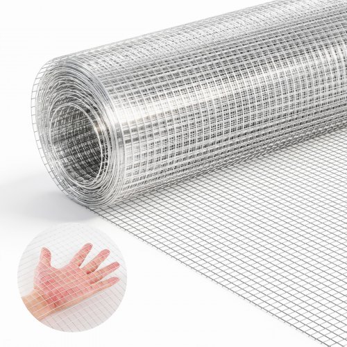 

VEVOR Malla Metálica 0,4 x 6 m, Malla de Alambre Fina de 6,3 mm x 6,3 mm, Diámetro de 0,5 mm, Rejilla de Acero Galvanizado para Gallinero Jardín Finca, Rollo de Red Previene Ratones Serpientes Conejos