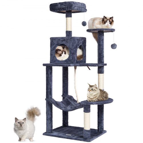 

VEVOR Torre Interior Árbol para Gatos 143 cm con Hamaca Casita, Gris Oscuro