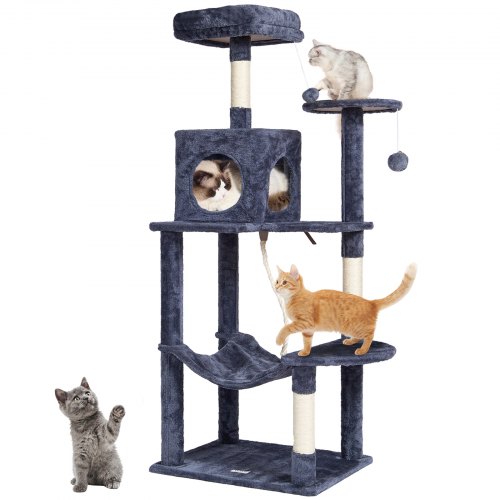 

VEVOR Torre Interior Árbol para Gatos 143 cm con Hamaca Casita, Gris Oscuro
