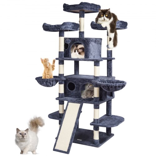 

VEVOR Torre Interior Árbol para Gatos 174 cm con Rascador 2 Casitas, Gris Oscuro