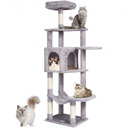 

VEVOR Torre Interior Árbol para Gatos 154 cm con Hamaca Casita, Gris Claro