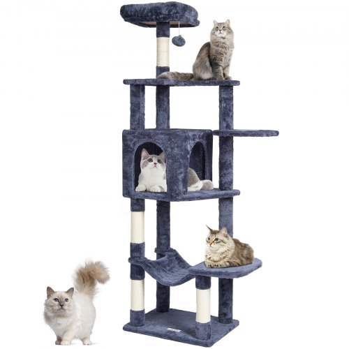 

VEVOR Torre Interior Árbol para Gatos 154 cm con Hamaca Casita, Gris Oscuro