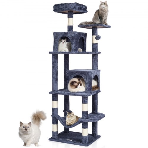 

VEVOR Torre Interior Árbol para Gatos 160 cm con Hamaca 2 Casitas, Gris Oscuro