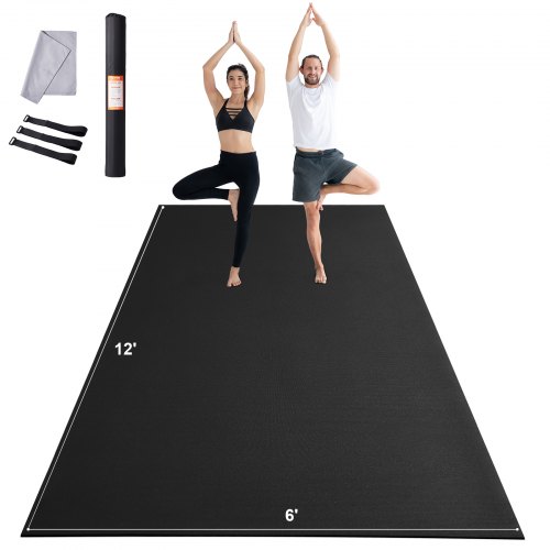 VEVOR Esterilla de Yoga Antideslizante de Alta Densidad para Hombres y Mujeres Estera de Fitness y Ejercicio con Bolsa y Correa de Transporte para Yoga en Casa, Pilates y Entrenamiento, 3660x1830 mm