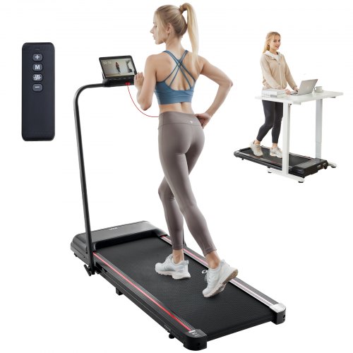 

VEVOR Walking Pad, cinta de correr debajo del escritorio para oficina en casa, máquina para caminar y correr, cinta de correr plegable con capacidad de 265 libras, almohadilla portátil 2 en 1 de 2,5 HP con barra de agarre, control remoto y pantalla LED