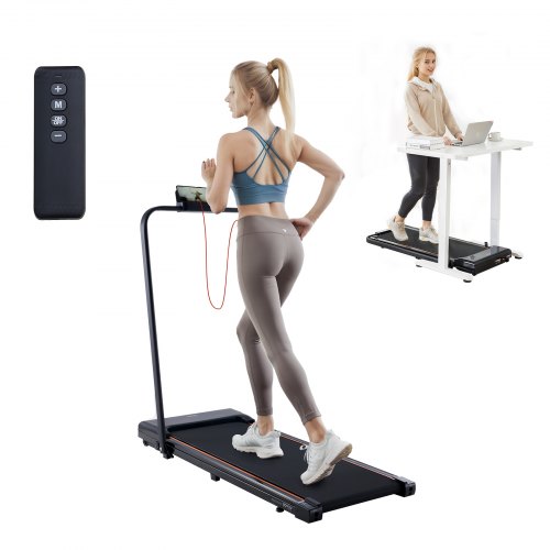 

VEVOR Walking Pad, cinta de correr debajo del escritorio para oficina en casa, máquina para caminar y correr, cinta de correr plegable con capacidad de 265 libras, almohadilla portátil 2 en 1 de 2,5 HP con barra de agarre, control remoto y pantalla LED