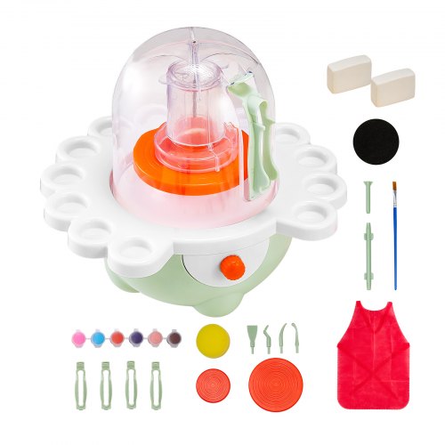 

VEVOR Mini Torno de Cerámica, Platos Giratorios de 50 mm y 80 mm, Torno de Arcilla Eléctrico de Velocidad Ajustable con Herramientas para Moldear Arcilla para Niños y Principiantes, Verde