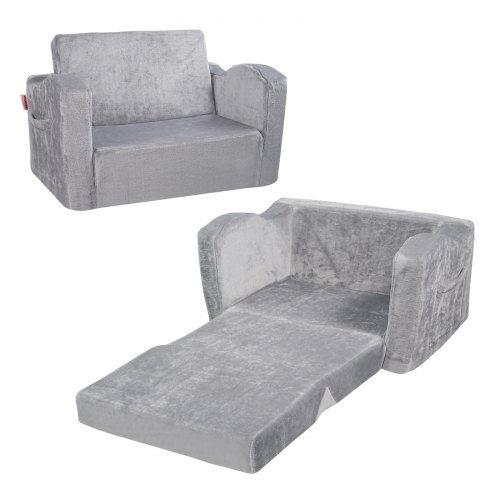 

VEVOR Silla de Bebé Plegable 2 en 1, Sofá Cama para Niños Pequeños, Sofá de Espuma Suave y Cómodo, Tumbona Convertible para Bebés, Asiento de Silla para Niños, Gris, 1040 x 580 x 320 mm, Carga 20kg
