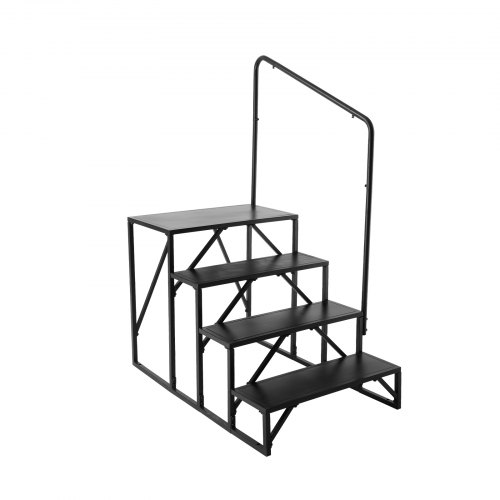

VEVOR Escalera para Vehículo Recreativo de 4 Escalones, Carga de 199,58 kg, Pasamanos de Acero al Carbono Engrosado Escalones Antideslizantes, para Vehículos Recreativos, Remolques, Autocaravanas