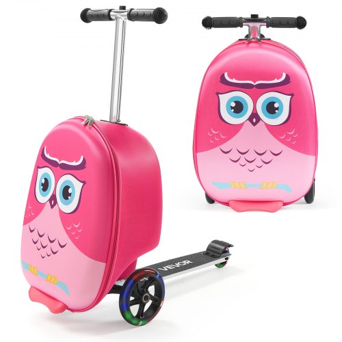 

VEVOR Maleta Patinete Infantil 315x670x790 mm Capacidad de 20 L con Ruedas de Poliuretano Asa Ajustable Agarre Antideslizante de TPR Plegable y Ligera para Niños Mayores de 5 Años para Viajar, Rosa