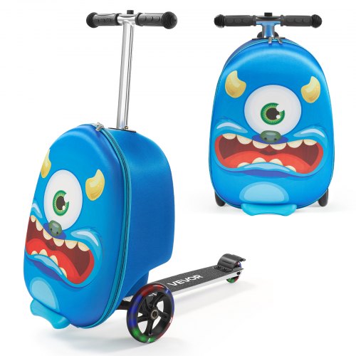 

VEVOR Maleta Patinete Infantil 315x670x790 mm Capacidad de 20 L con Ruedas de Poliuretano Asa Ajustable Agarre Antideslizante de TPR Plegable y Ligera para Niños Mayores de 5 Años para Viajar, Azul
