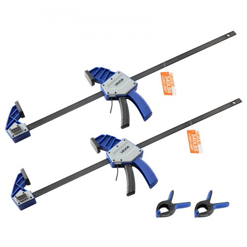 VEVOR Abrazaderas de Barra para Carpintería 2 PCS 60,96 cm, Abrazadera/Separador de una Mano, Abrazaderas en F de Agarre Rápido de Plástico Premium y Acero al Carbono Carga de 154 kg para Carpintería