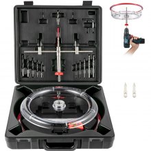 VEVOR Kit de Cortador de Sierra Perforadora Agujeros Redondos Diámetro Ajustable 40-300 mm Cortador de Sierra de Orificio Circular Acero Sierra de Perforación con Recoge Polvo para Techo Cemento Yeso