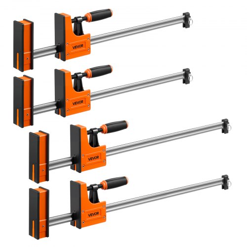 VEVOR Sargentos de Barra 4 Piezas 60,96 cm y 78,7 cm Abrazaderas de Barra, Fuerza de Apriete de 500 kg, Sujeción y Separación, Almohadillas de Goma y Mangos Ergonómicos, Herramientas para Carpintería