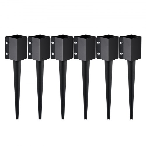 

VEVOR Estaca de anclaje para poste de valla, paquete de 6, 24 x 4 x 4 pulgadas de diámetro exterior (diámetro interior 3,5 x 3,5 pulgadas), estaca de poste con recubrimiento de polvo negro de metal, para barandilla de jardín de cubierta de buzón