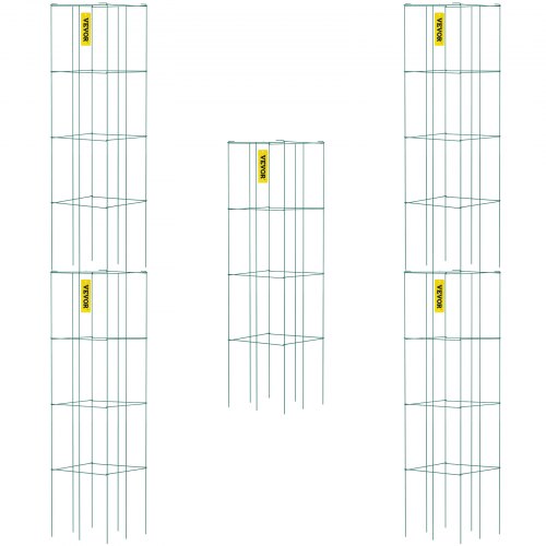 

VEVOR Jaulas para Tomates, 30 x 30 x 117 cm, 5 Paquetes de Jaulas Cuadradas de Soporte para Plantas, Torres de Tomates de Acero Recubiertas de PVC Verde para Trepar Verduras, Plantas, Flores