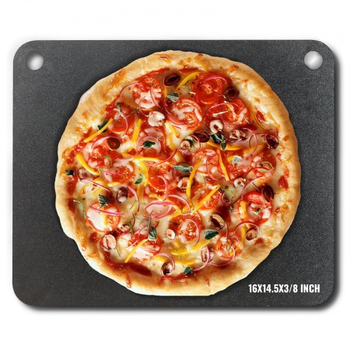 

VEVOR Acero para pizza, placa de acero para pizza de 16 x 14.5 x 3/8 pulgadas para horno, piedra para hornear pizza de acero al carbono previamente sazonada con 20 veces más conductividad, sartén de