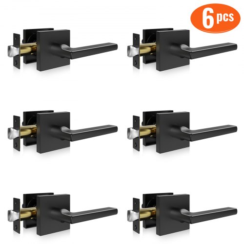 

VEVOR Manija de Puerta 6 Unidades Manija de Puerta sin Cerradura Tirador Reversible Derecha-Izquierda Apertura con Rotación de 45° Mango de Aleación de Zinc de 118x23x55 mm para Pasillo Sala Oficina