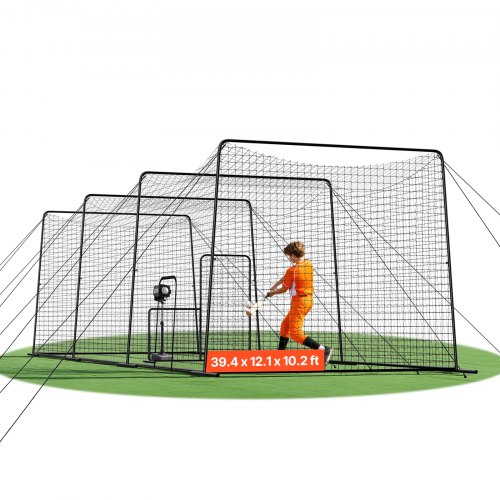 

VEVOR Red de Entrenamiento Plegable, con Tejido HDPE Anudado de 45 Capas y Cuerdas Largas de Posicionamiento, 1200 x 368 x 310 cm, para Diversos Deportes como Béisbol, Golf, Tenis y Bádminton