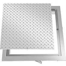 VEVOR Tapa para Arqueta 60 x 60 cm Tapa Pozo de Placa de Acero Galvanizado, Marco de 67 x 67 cm Cubierta Adecua Cisterna Tapa de Cisterna con Altura de 4 cm y Color Plata, para Piso Interior de Barco