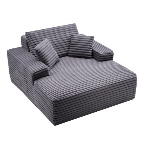 

VEVOR Chaise Longue Relajante, Sofá Cama Tapizado con Cojines Decorativos y Reposabrazos, con Asiento Profundo para Salón y Dormitorio, de Esponja Altamente Elástica, 1240 x 1700 x 700 mm, Gris