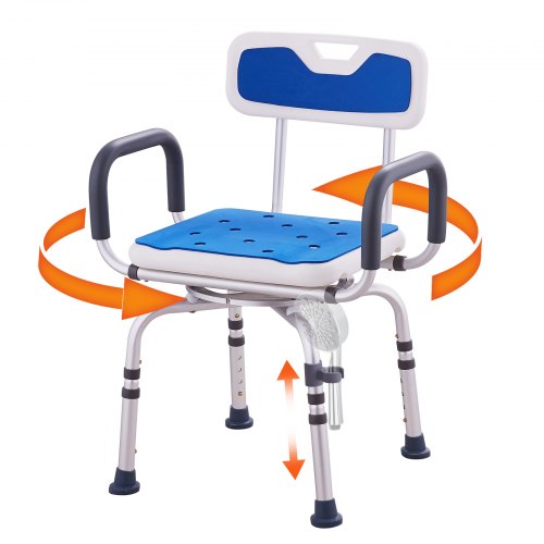 

VEVOR Silla de Ducha Giratoria 360 Grados, Asiento de Ducha Ajustable con Reposabrazos y Respaldo para Ducha Interior o Bañera, Asiento de Silla de Bañera Giratorio Antideslizante para Personas Mayores Discapacitadas Heridas, Capacidad de 400 Libras