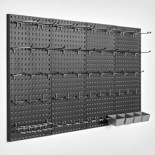 VEVOR Paneles Perforados de Metal de 609,6 x 304,8 x 19 mm 4 Paneles, Organizador de Pared Resistente con Accesorios