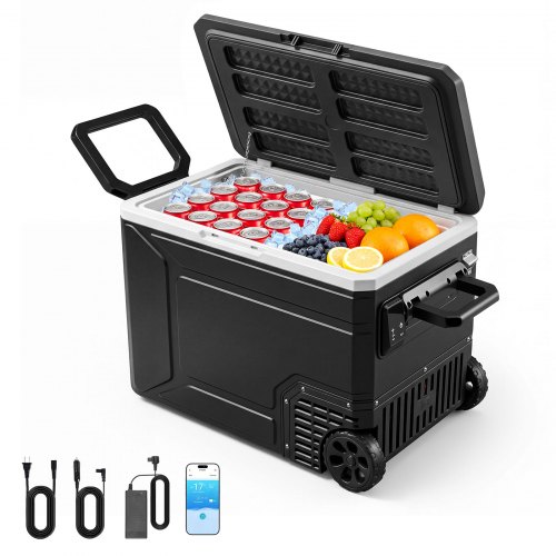 

VEVOR Nevera Portátil para Coche 78 L con Compresor, Refrigerador para Coche Temperatura Ajustable de -20 a 20 °C, 12/24 V CC y 100-240 V CA, con Ruedas y Asa, para Autocaravanas, Camping, Viajes
