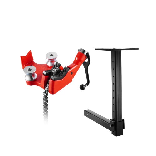 VEVOR Tornillo de Banco para Cadena de Alta Resistencia para Tuberías, Capacidad para Tuberías de 0,32 a 20,32 cm, Cadena Resistente de 660 mm y Base de Hierro Fundido, con Montaje de Enganche