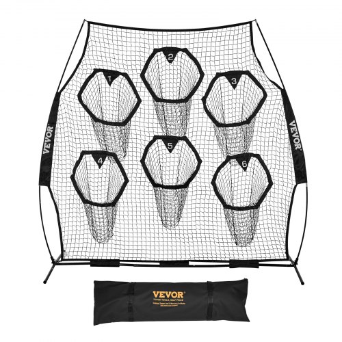

VEVOR Red de Lanzamiento para Entrenador de Fútbol, 274 x 106 x 243 cm, con 6 Bolsillos para Objetivos, Ideal para Entrenamiento de Tiro al Blanco y Precisión de Pase del Mariscal de Campo, Negro