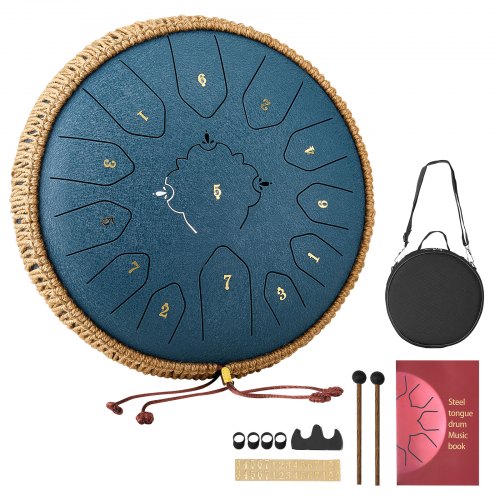 

VEVOR Tambor de Lengüeta de Acero 305 mm 13 Notas, Tambor de Mano C Mayor con 2 Mazos y Bolsa de Transporte, Instrumento de Percusión, para Yoga, Meditación, Educación Musical de Principiantes, Azul